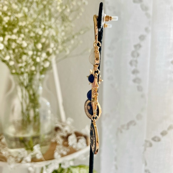 Boho Moon And Stars Drop Earrings Blue - Picture 4 of 5